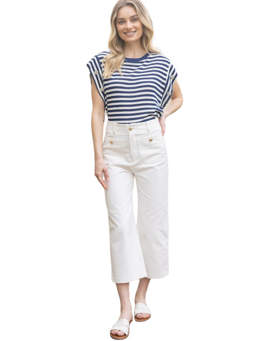 Gold Button Detailed Canvas Culottes