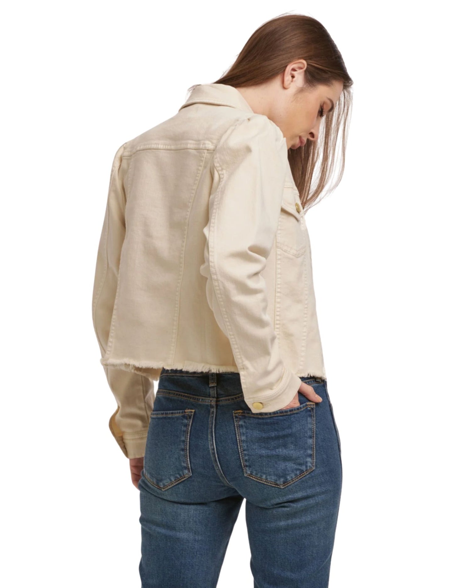 Roselyn Denim Puff Jacket- Wheat