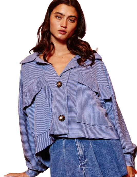 Denim Blues Shacket- large left!