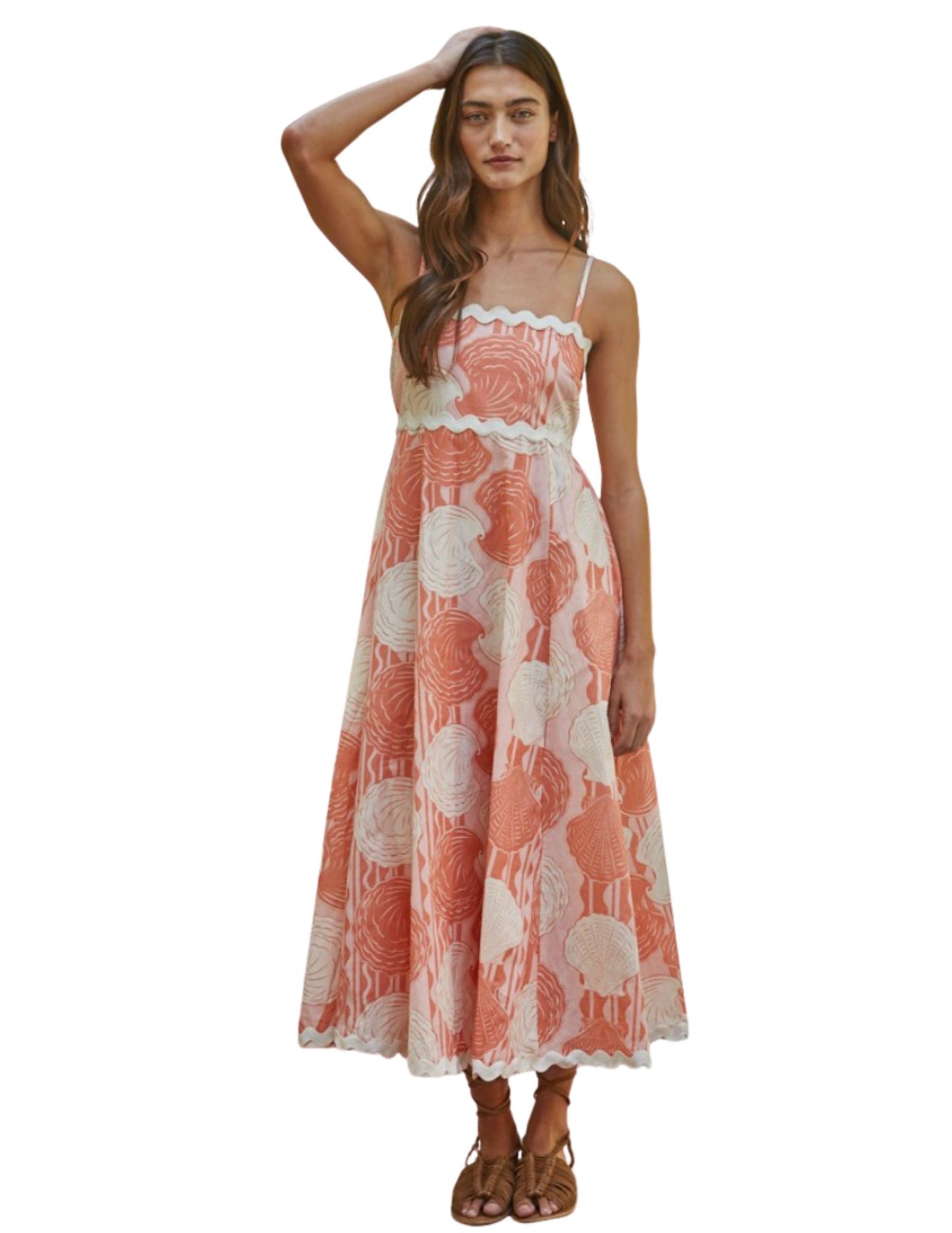High Tide Scalloped Midi Dress