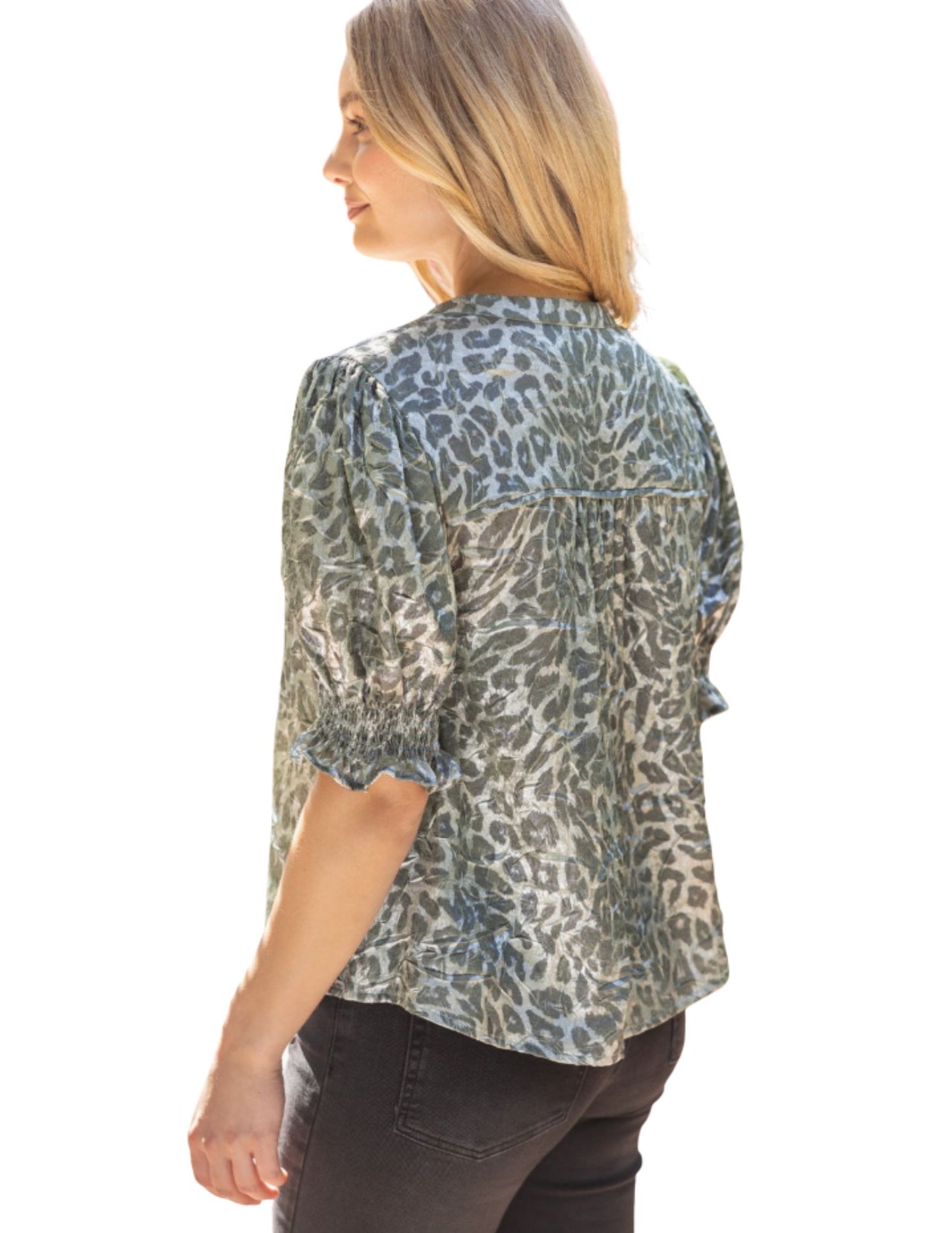 Olive Cheetah Blouse