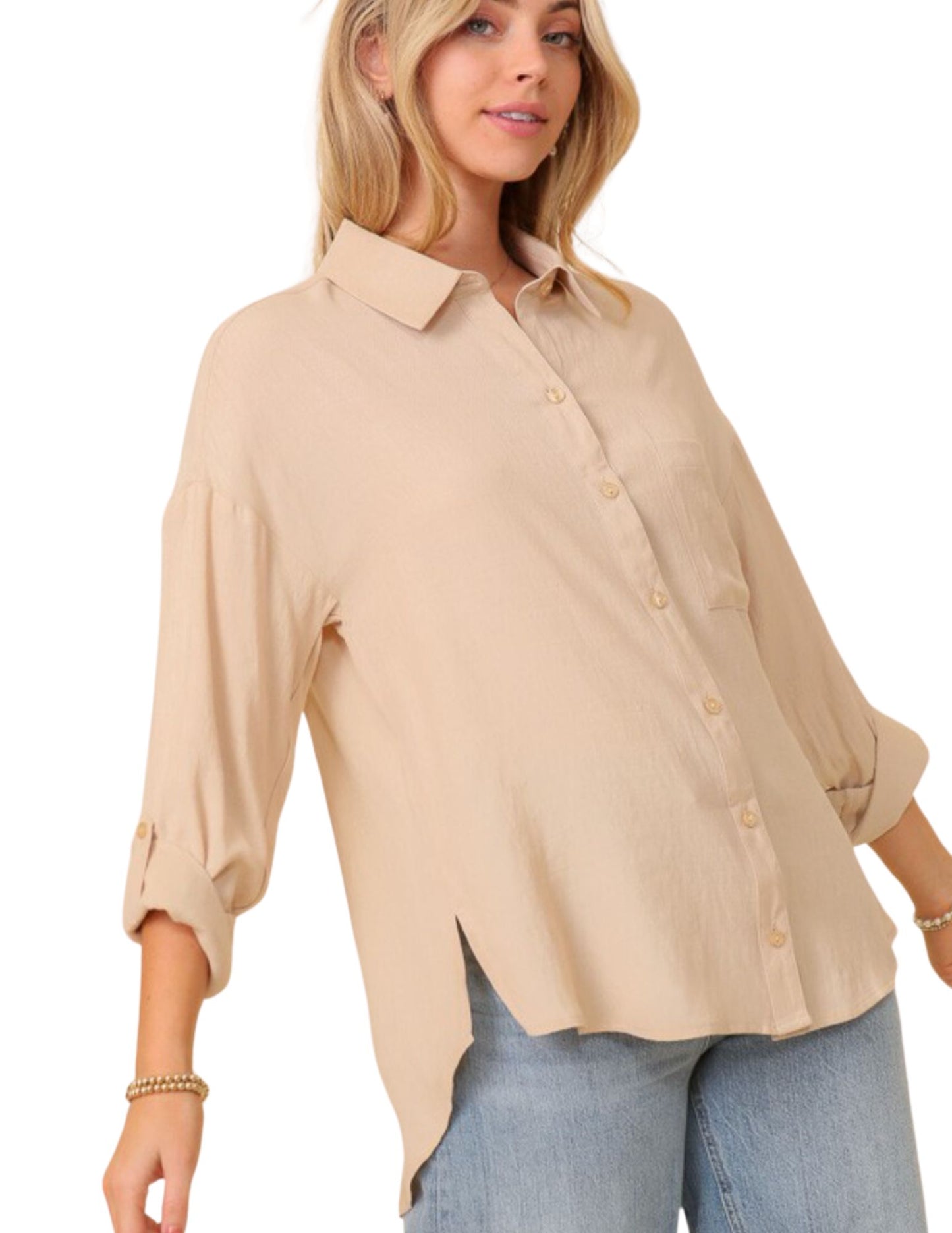 Laura Linen Blouse- Taupe