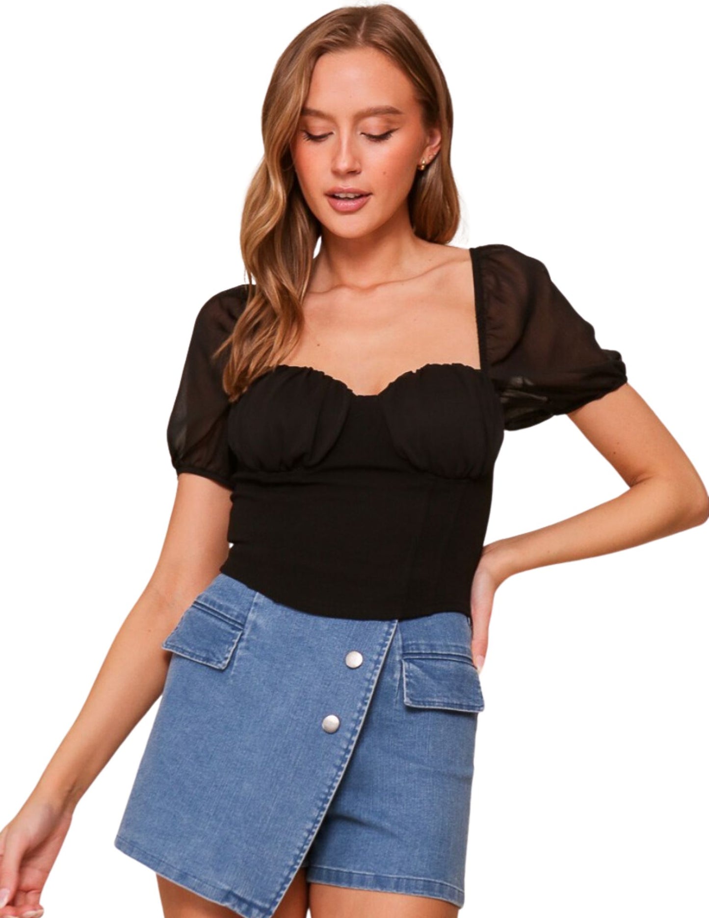 Sweetheart Crop Top- Black