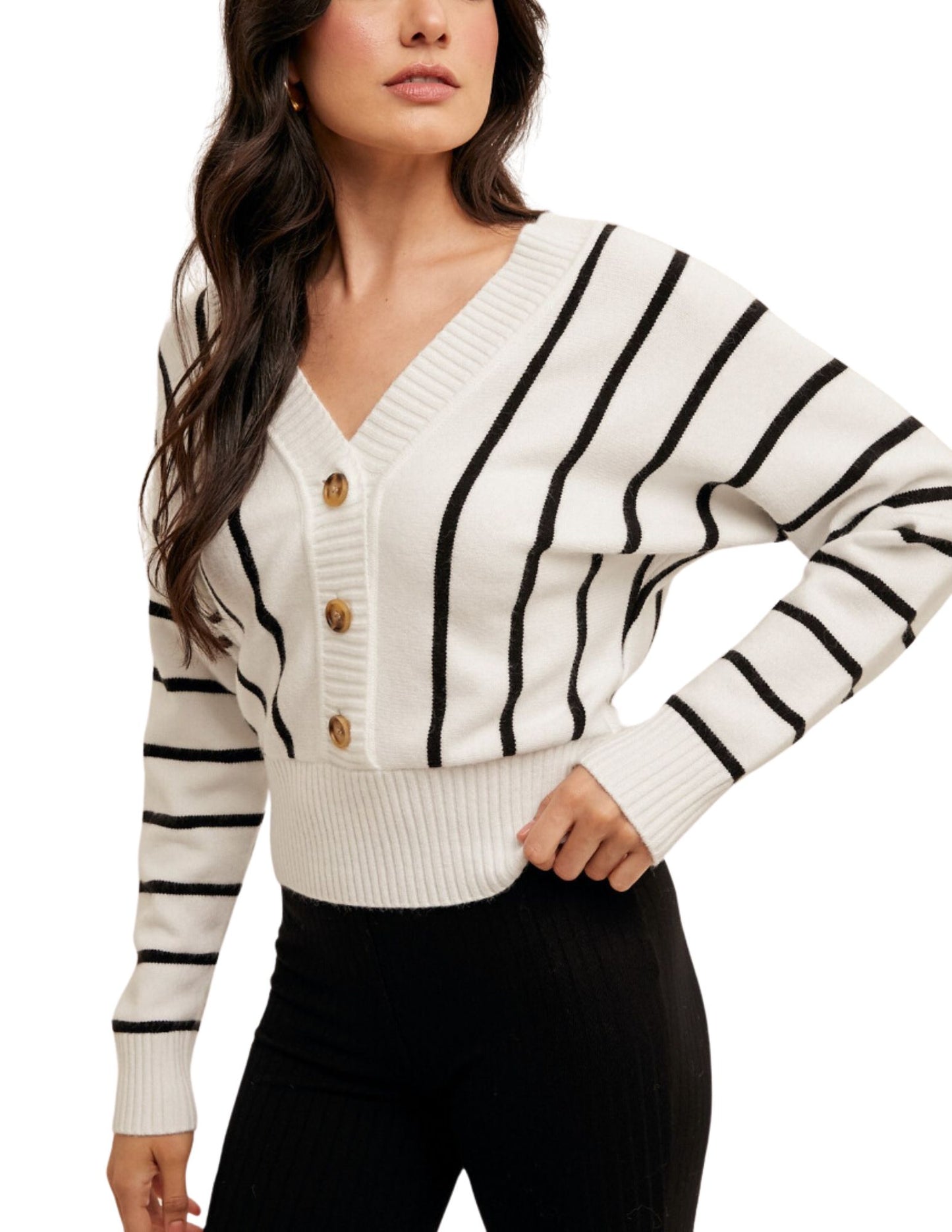 Striped Up Sweater- Black