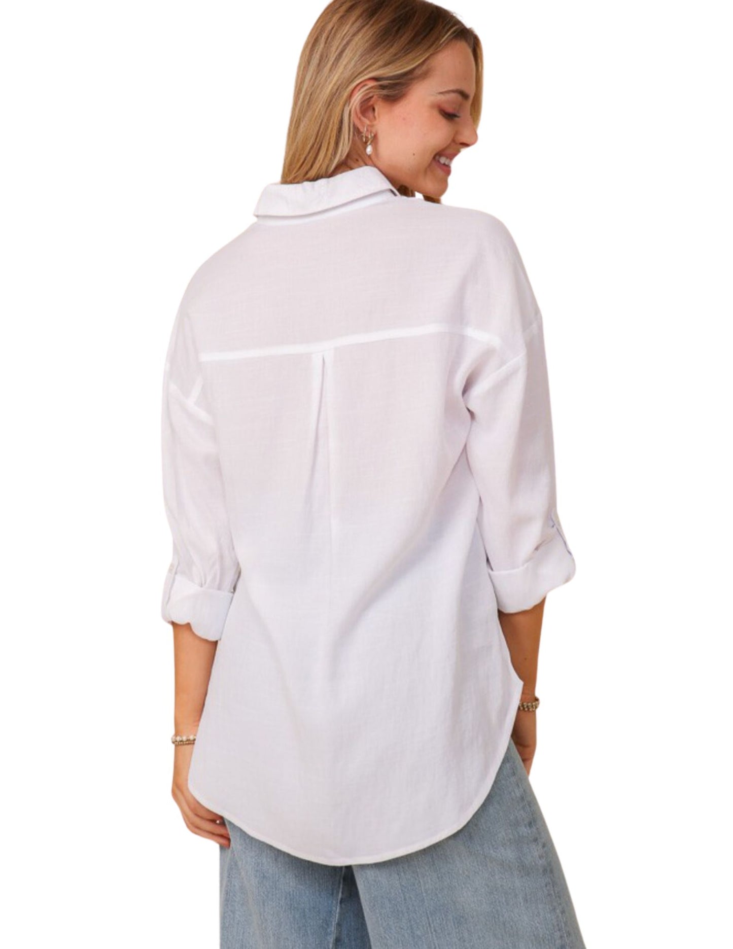 Laura Linen Blouse-White