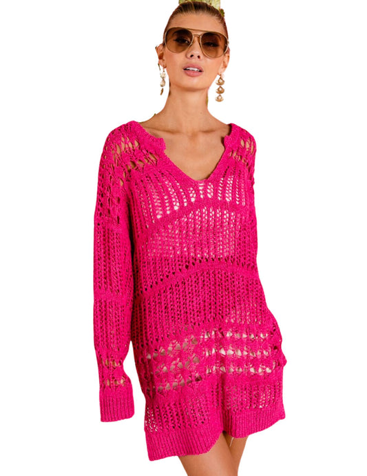 Cover Up Sweater - Fuchsia