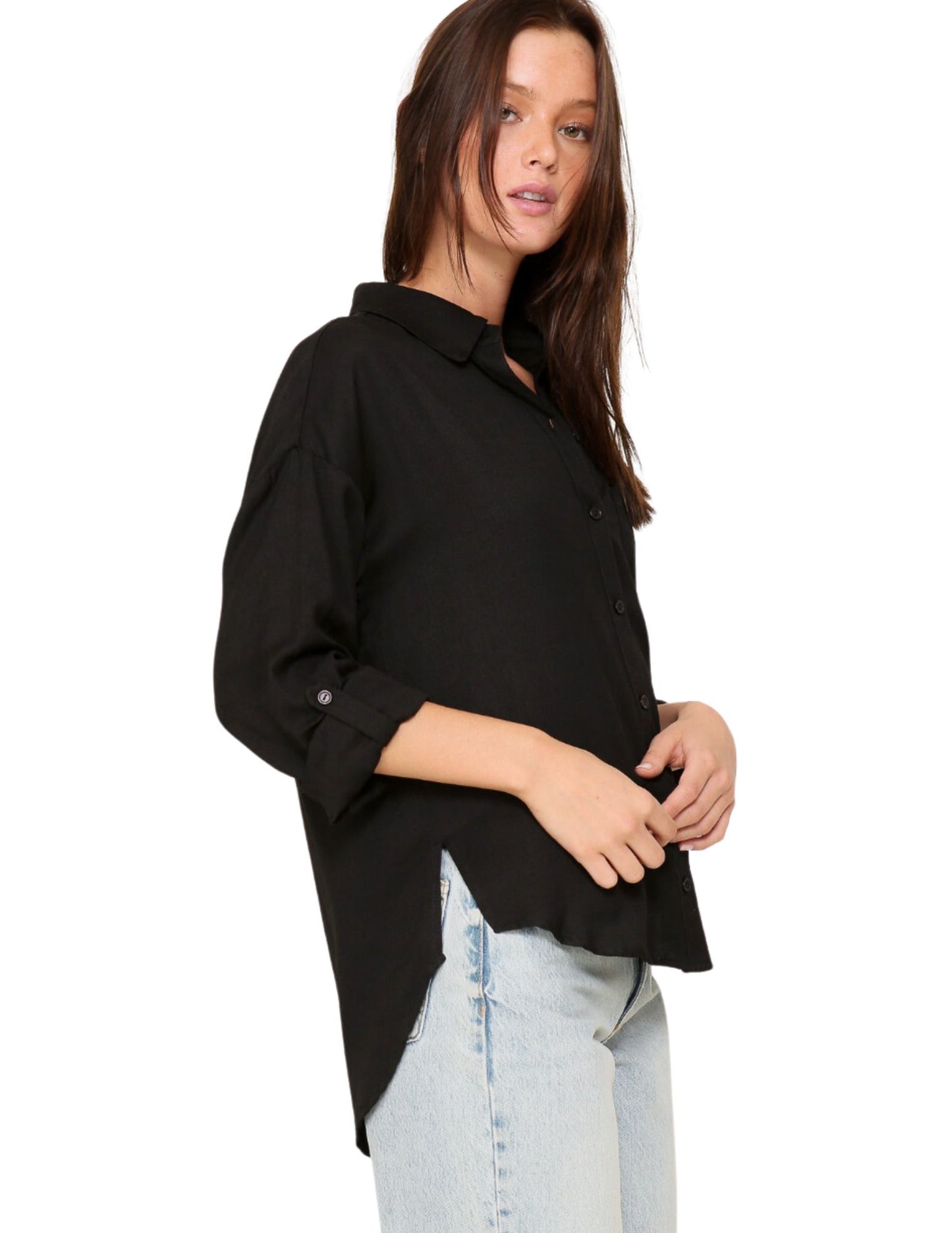 Laura Linen Blouse-Black