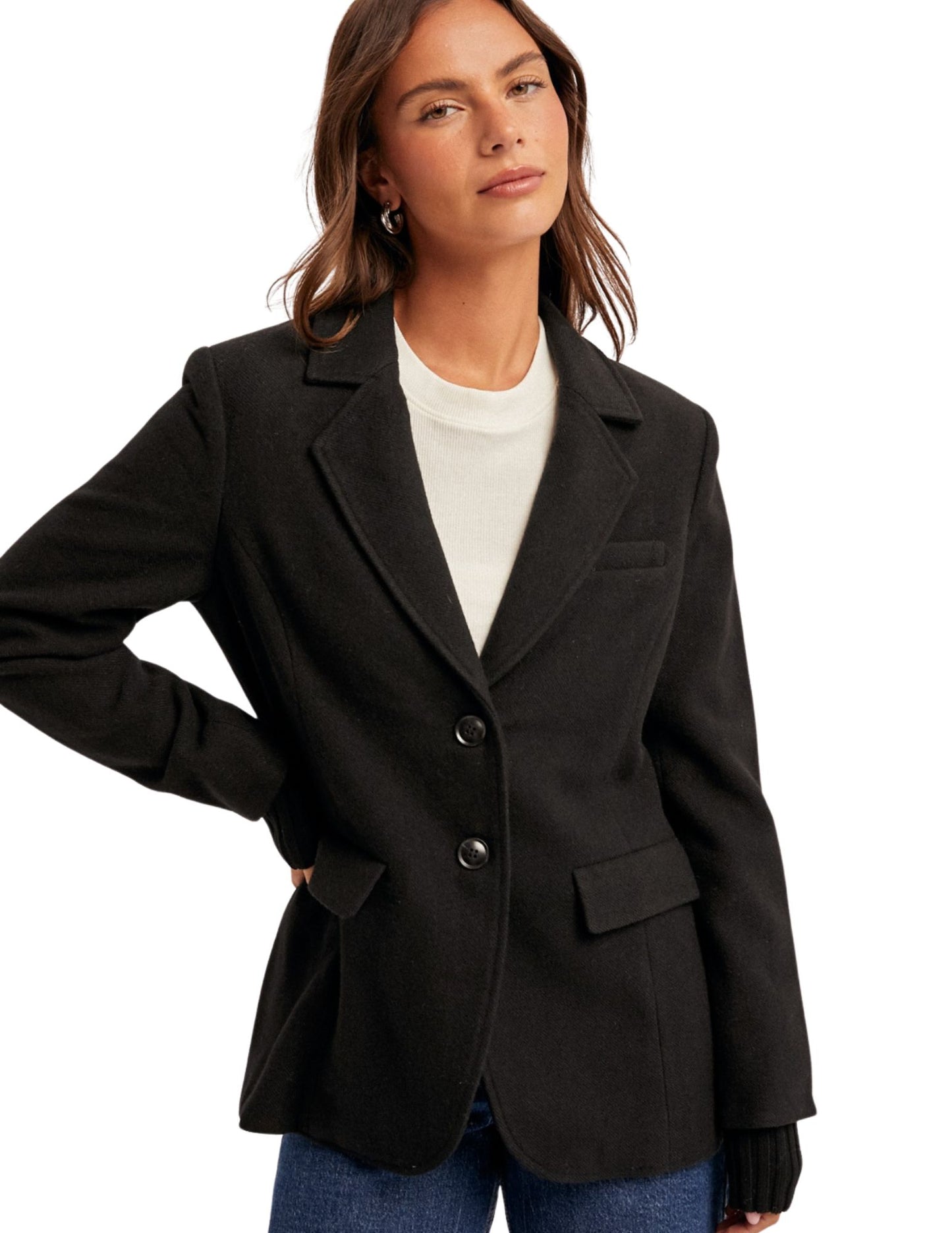 Cuff Ribbed Blazer Jacket