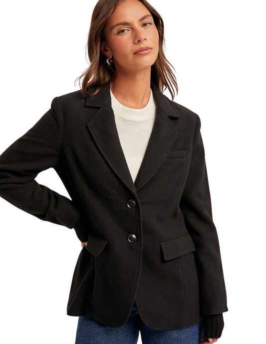 Cuff Ribbed Blazer Jacket