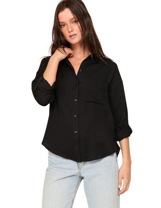 Laura Linen Blouse-Black