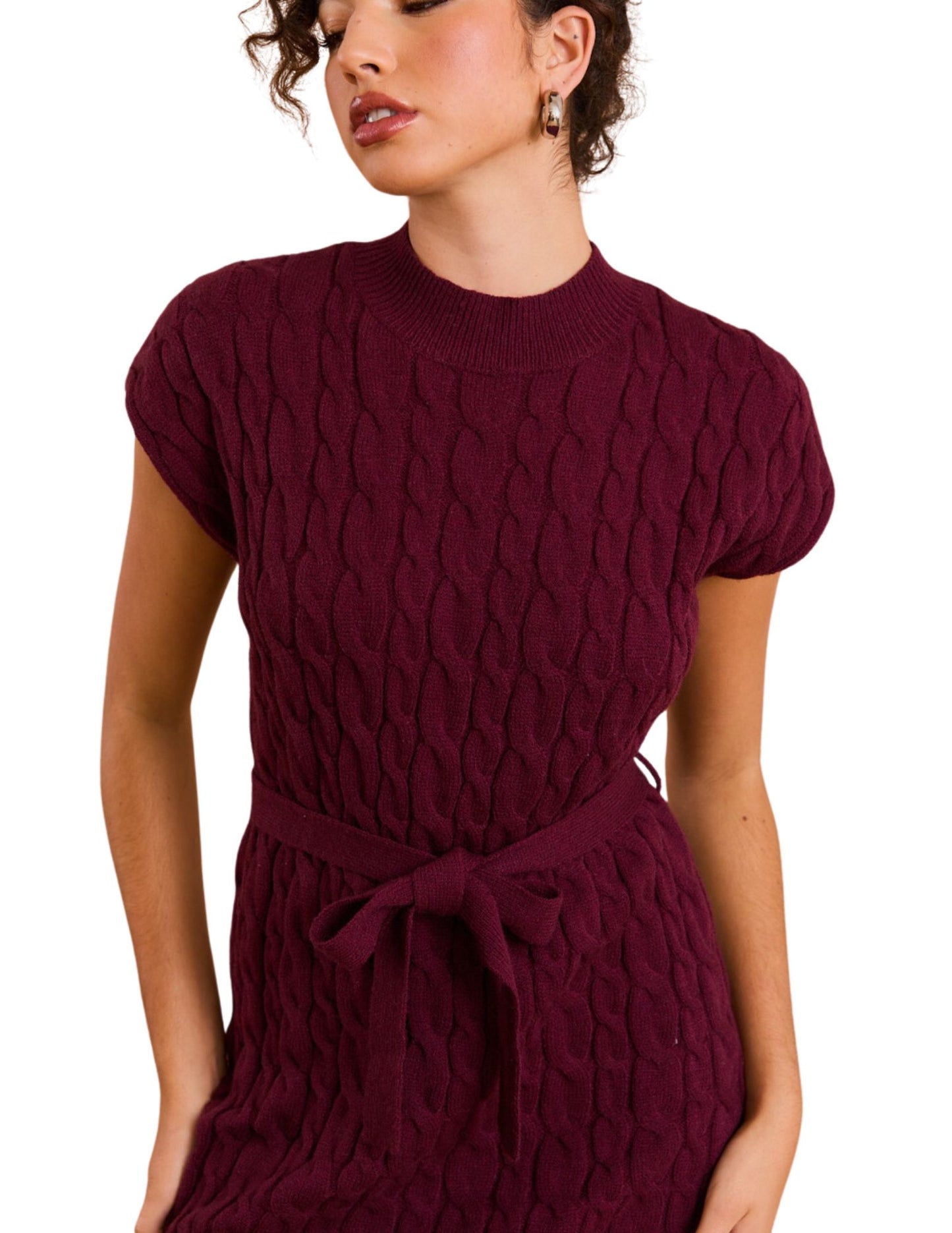 Sabrina Sweater Dress- Wine