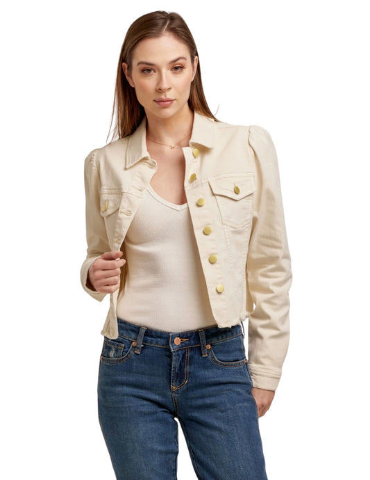 Roselyn Denim Puff Jacket- Wheat
