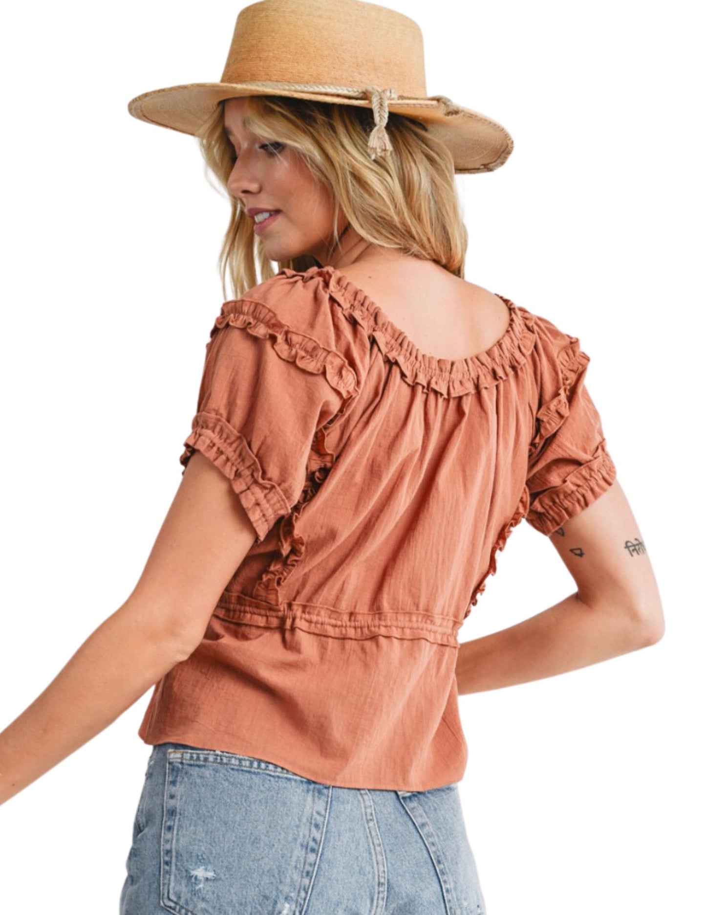 Dolly Drawstring Top- Clay