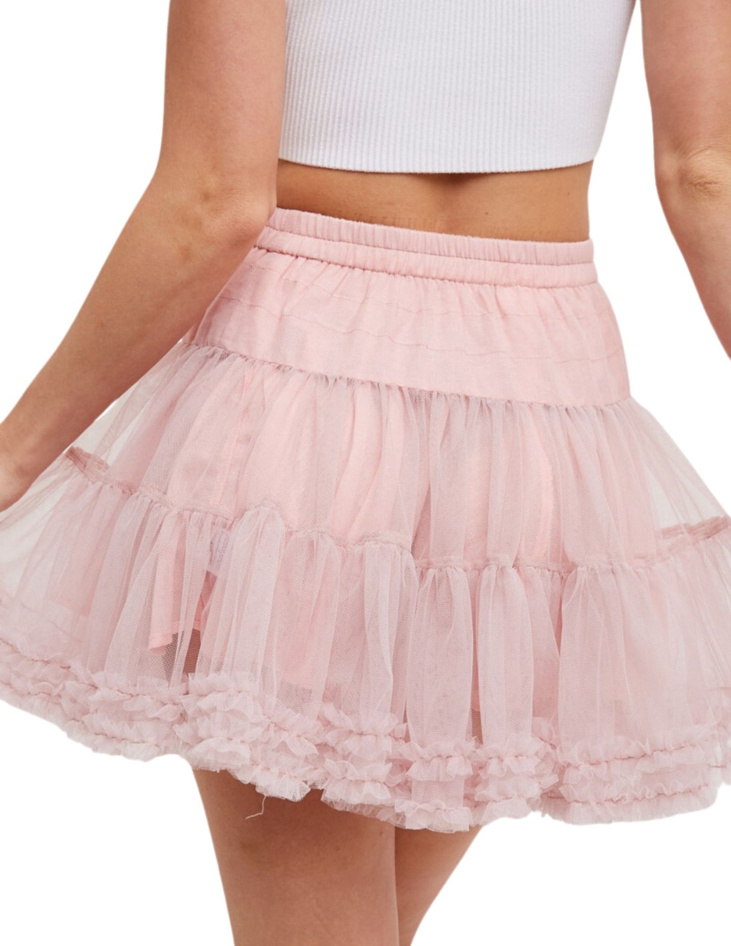 Rachel Ruffle Mini Skirt - Dusty Pink