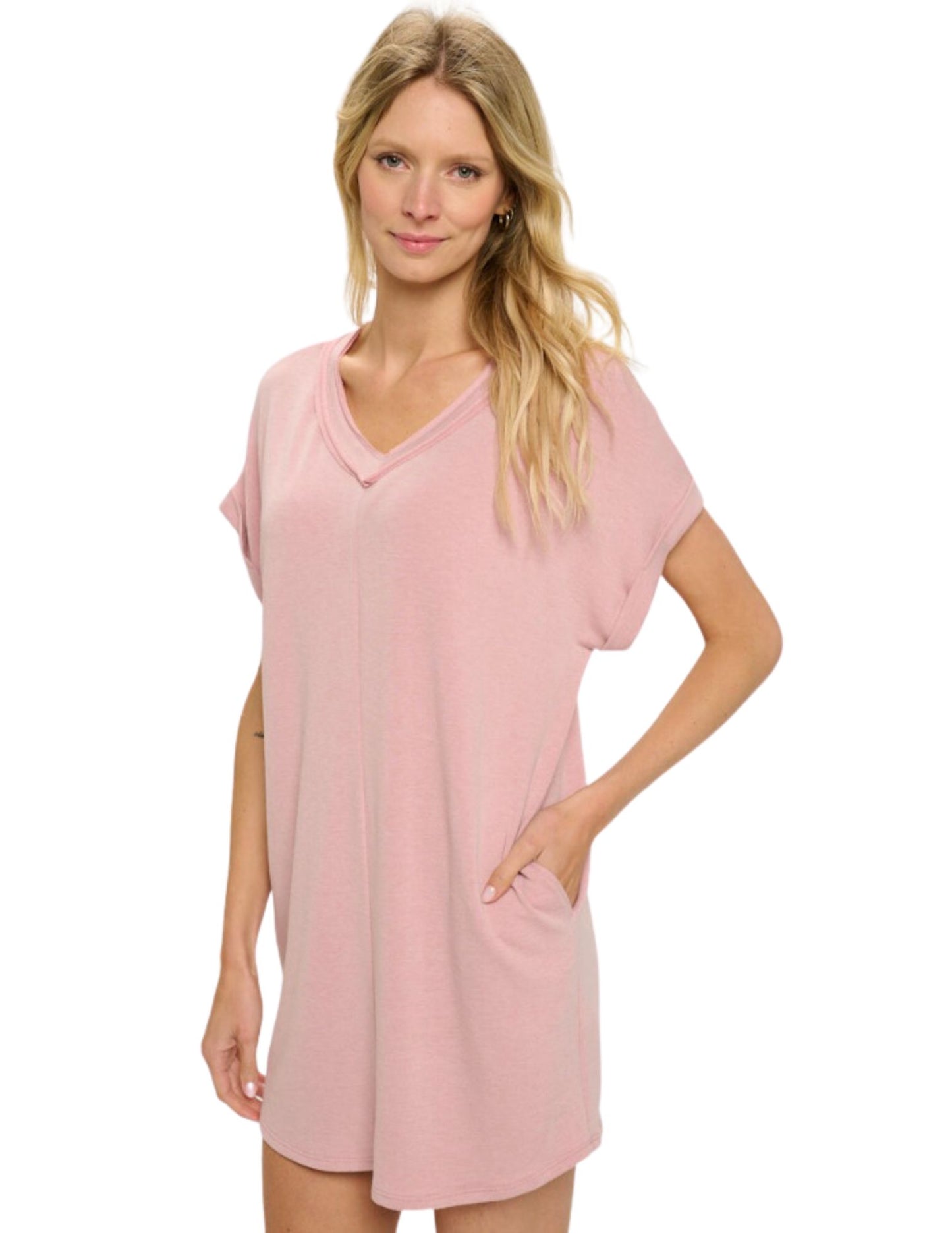 T-Shirt Dress- Blush