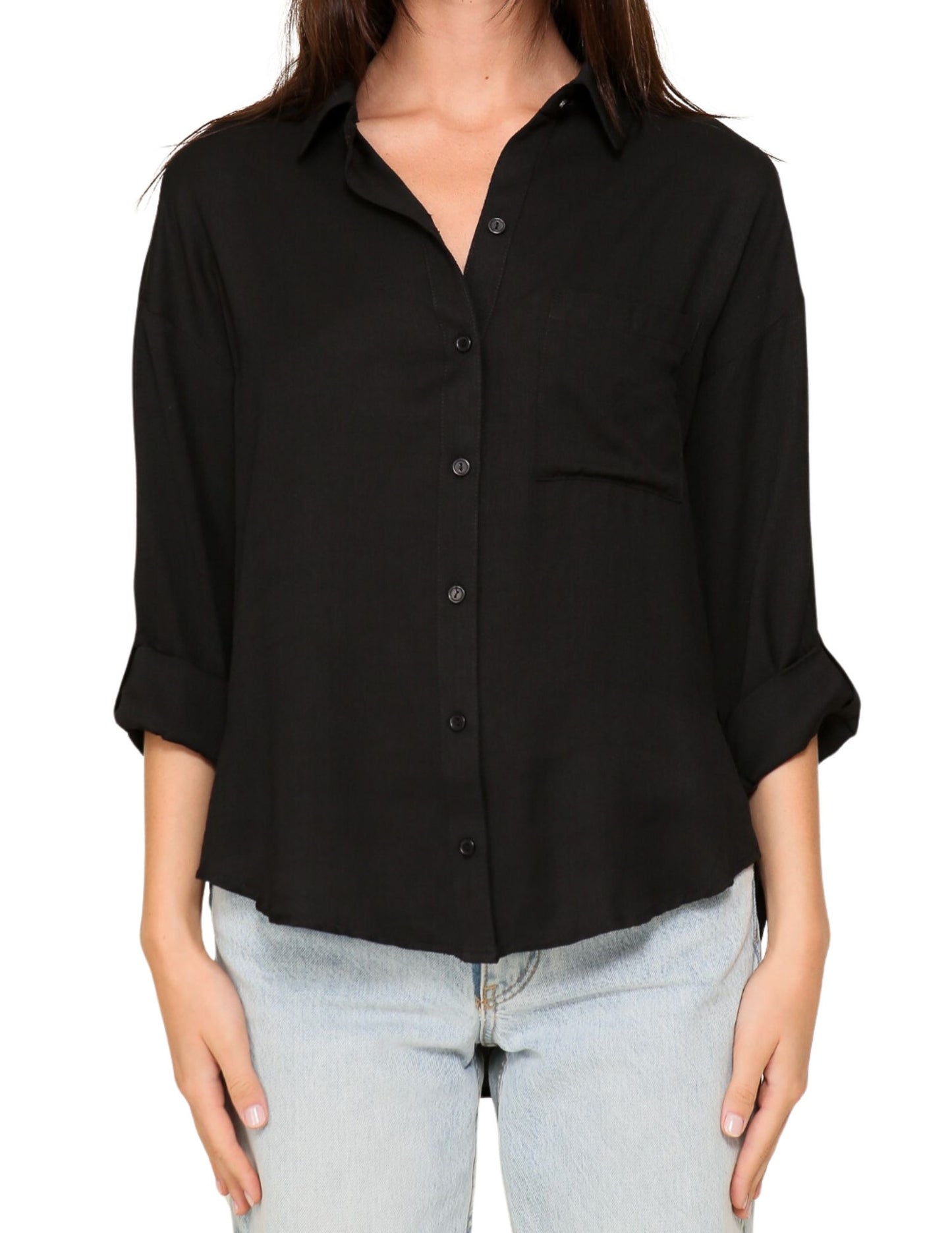 Laura Linen Blouse-Black