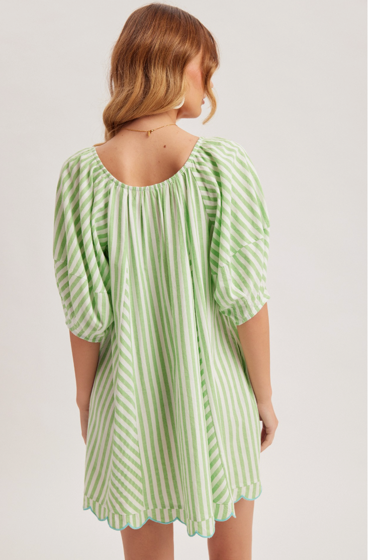 Sally Scalloped Striped Dress