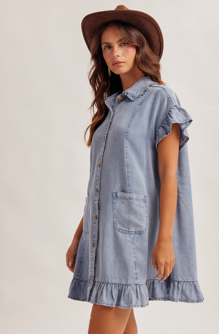 Evelynn Denim Dress – Lilac and Lily Boutique
