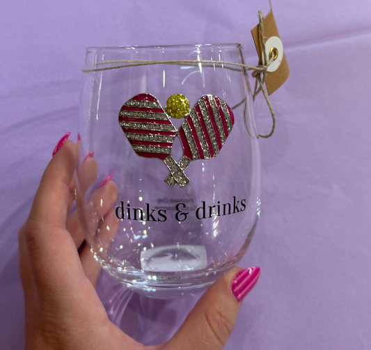 Dinks and Drinks Bedazzled Wine Glass